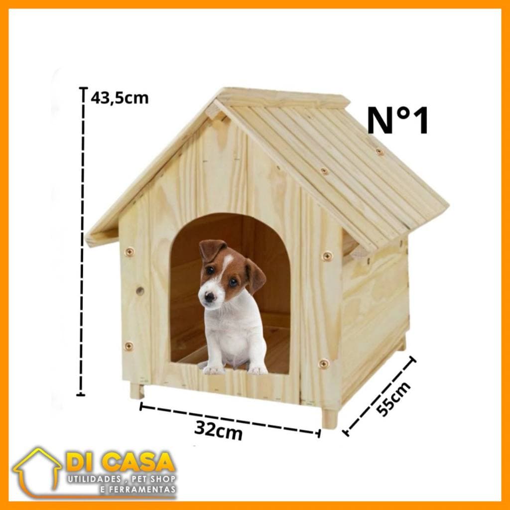 Casinha Pet Para Cachorro Cães casa de Madeira Pinus N° 1 Pinscher, Lulu, Spitz Alemao casa Sem verniz, praticidade na hora de montar.
