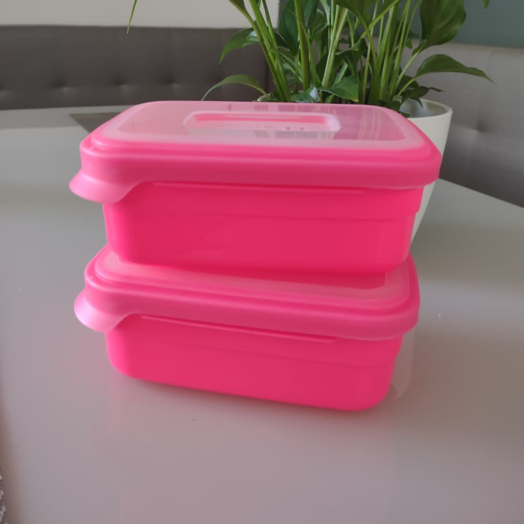 Kit 2 potes retangulares porta mantimentos marmita - 500ml cada