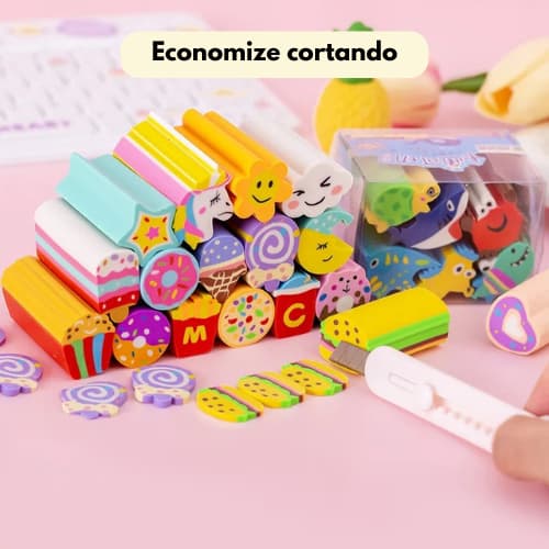 Kit 6 Borracha Escolar de corte diversos modelos menina/menino
