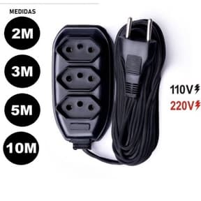 Extensao Elétrica Bivolt com 3 Tomadas Naticon 10A