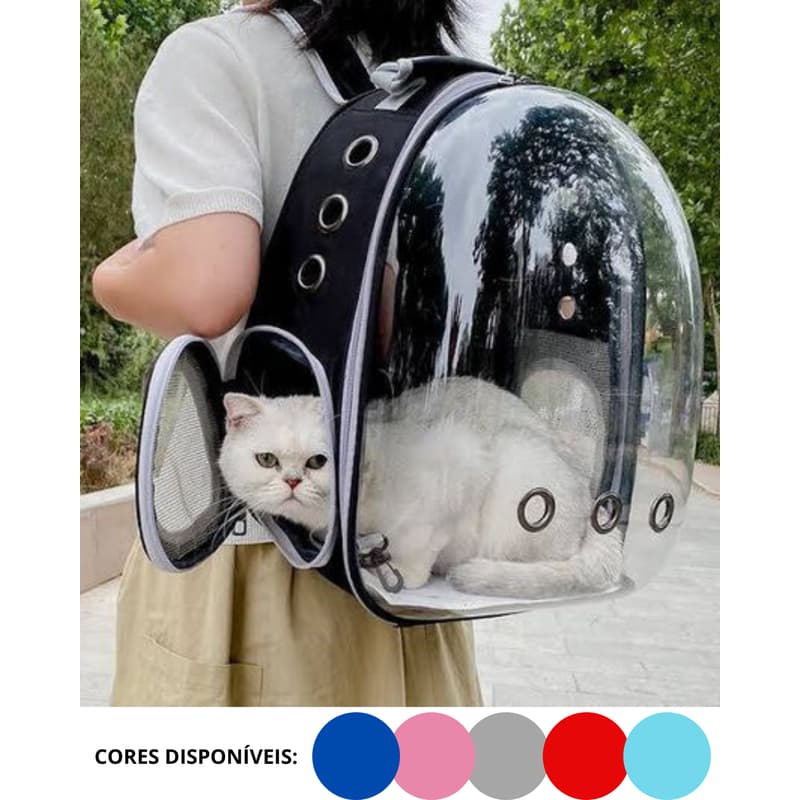 Mochila Transparente Visão Passeio Respirável Para Gato Animais
