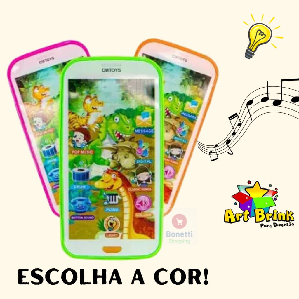 Celular Touch 3D Musicas e Sons Infantil p/ Crianças Interativo Divertido Passa Tempo Entretenimento