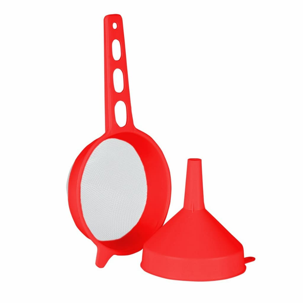 Kit Coador Peneira com Cabo + Funil Vermelho
