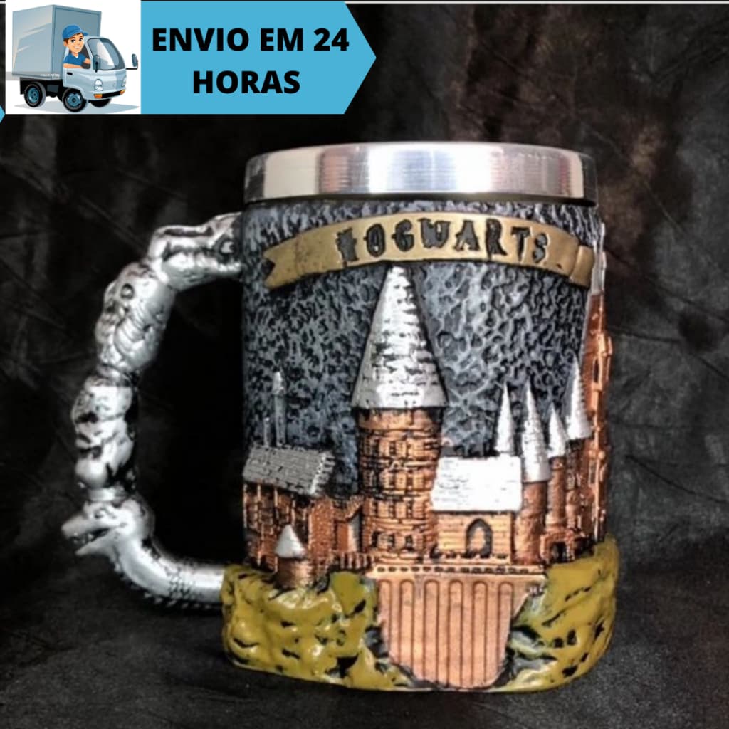 Caneca/Copo Harry Potter Escola Hogwarts 3D Resina Corvinal/Soncerina/Lufa-Lufa/Grifinória