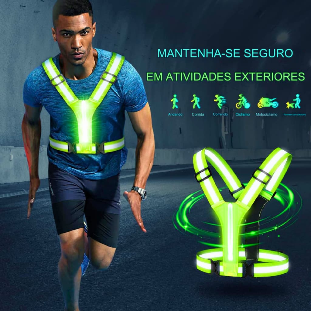 Colete Refletivo Led Ciclismo Corrida Motoboy Mototáxi Epi  Motociclista