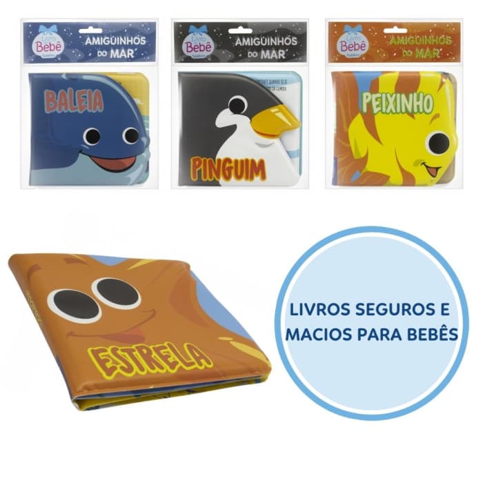 Kit com 4 Livros de banho amiguinhos do Mar