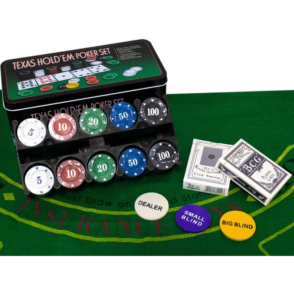 Kit Jogo De World Poker 200 Fichas Com 2 Baralhos + Feltro