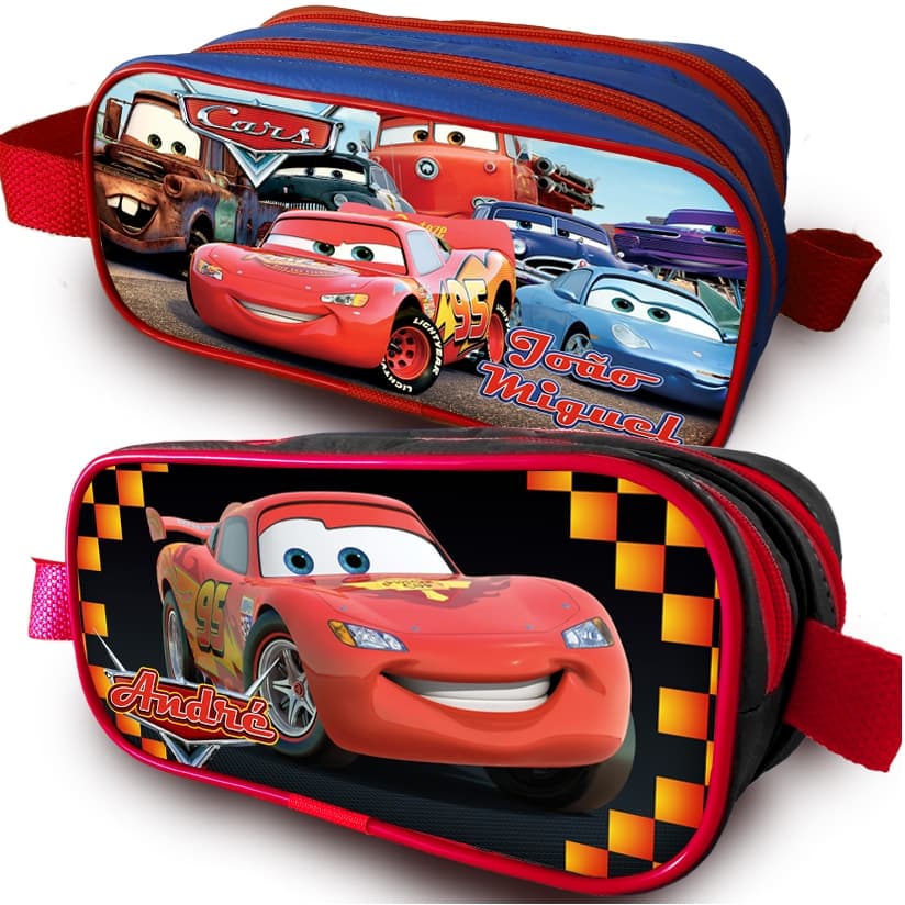 Estojo duplo personalizado com Nome, tema Carros, Corano Cipatex