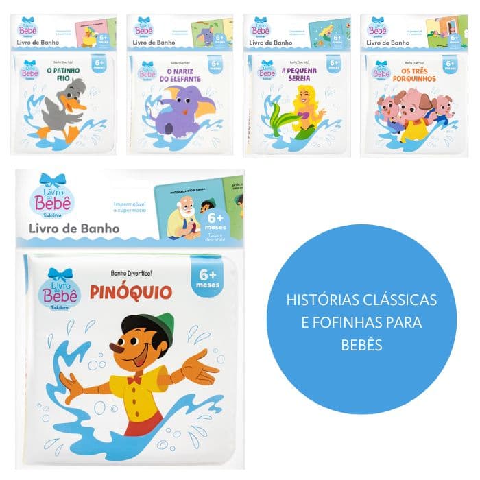 Kit com 5 livros de banho historias clássicas