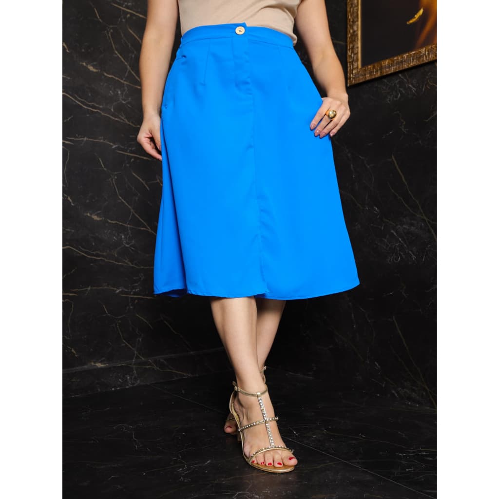 L.L.MODAS FEMININA    saia midi feminina com bolso tecido sarja