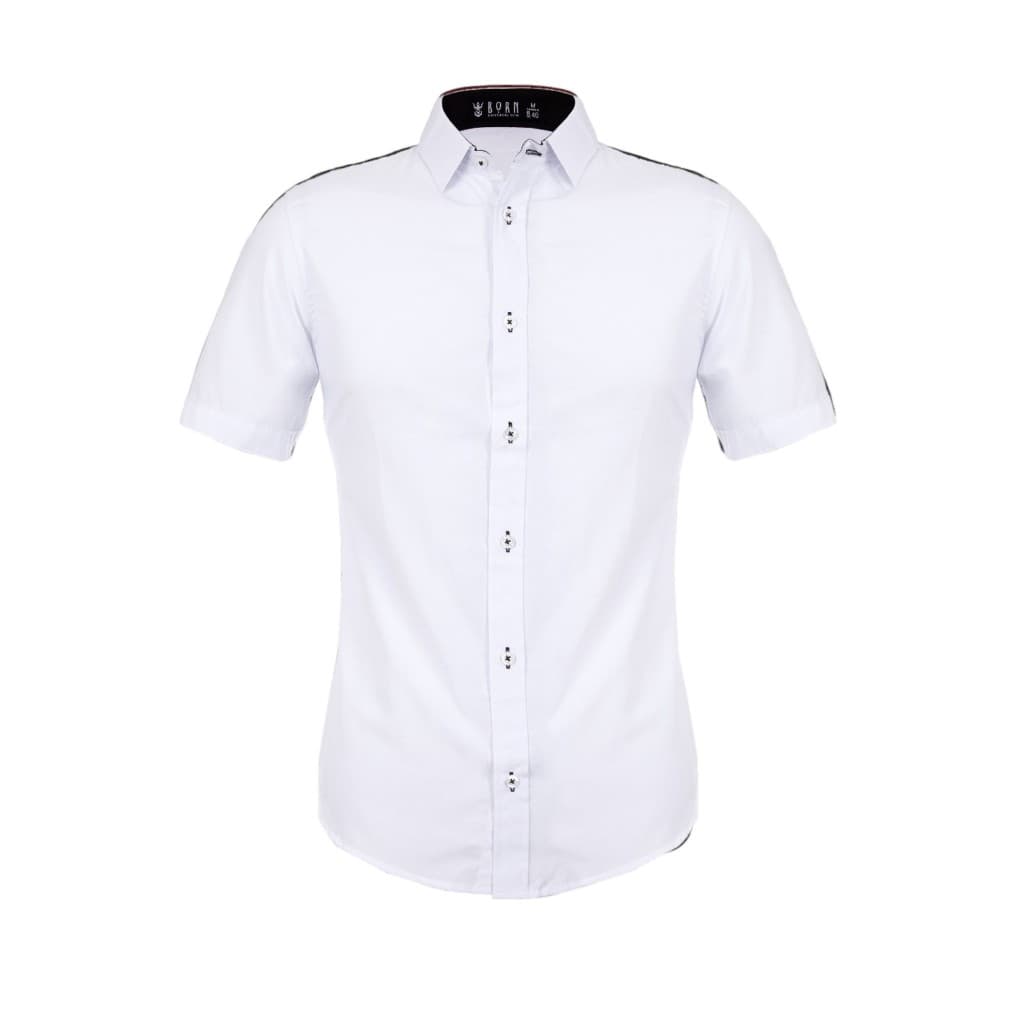 Camisa Social Masculina Manga Curta Slim Lisa