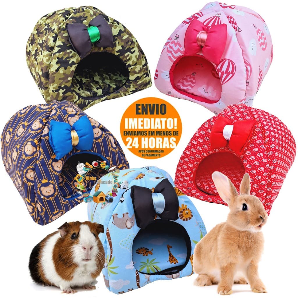 Toca Cabana Tenda Toquinha Casinha Para Mini Coelho Chichila Porco Porquinho da India