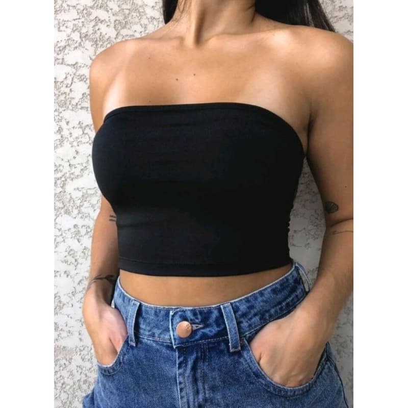 CROPPED TOP FAIXA TOMARA QUE CAIA EM SUPLEX, CORES.