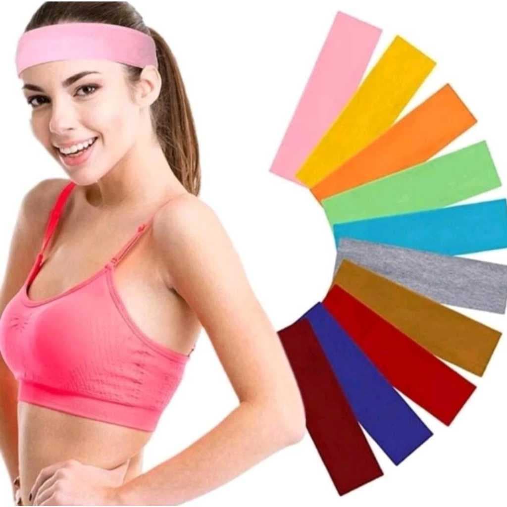 KIT 4 FAIXAS DE CABELO ESPORTE / ACADEMIA - CORES ALEATÓRIAS!