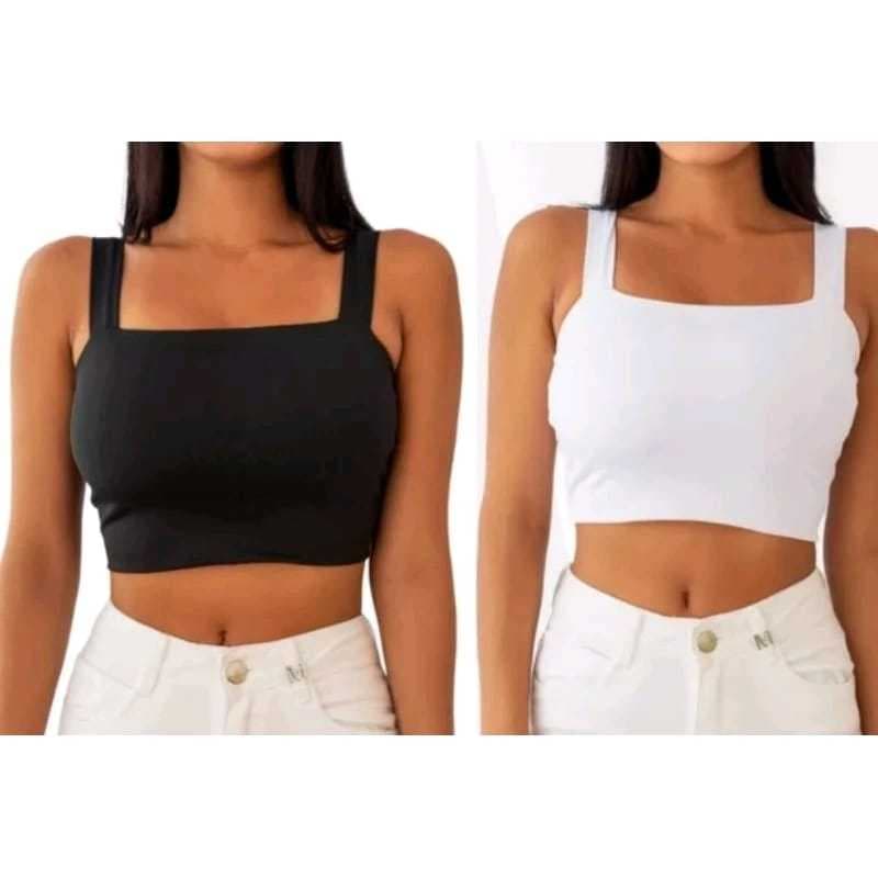 Top Faixa KIT COM ALÇA em suplex, cropped - Blogueira