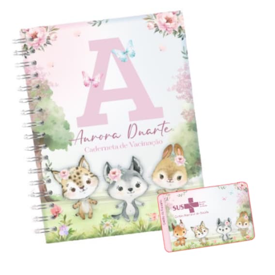 Caderneta de Vacina Capa dura - Personalizada -  Bosque Menina