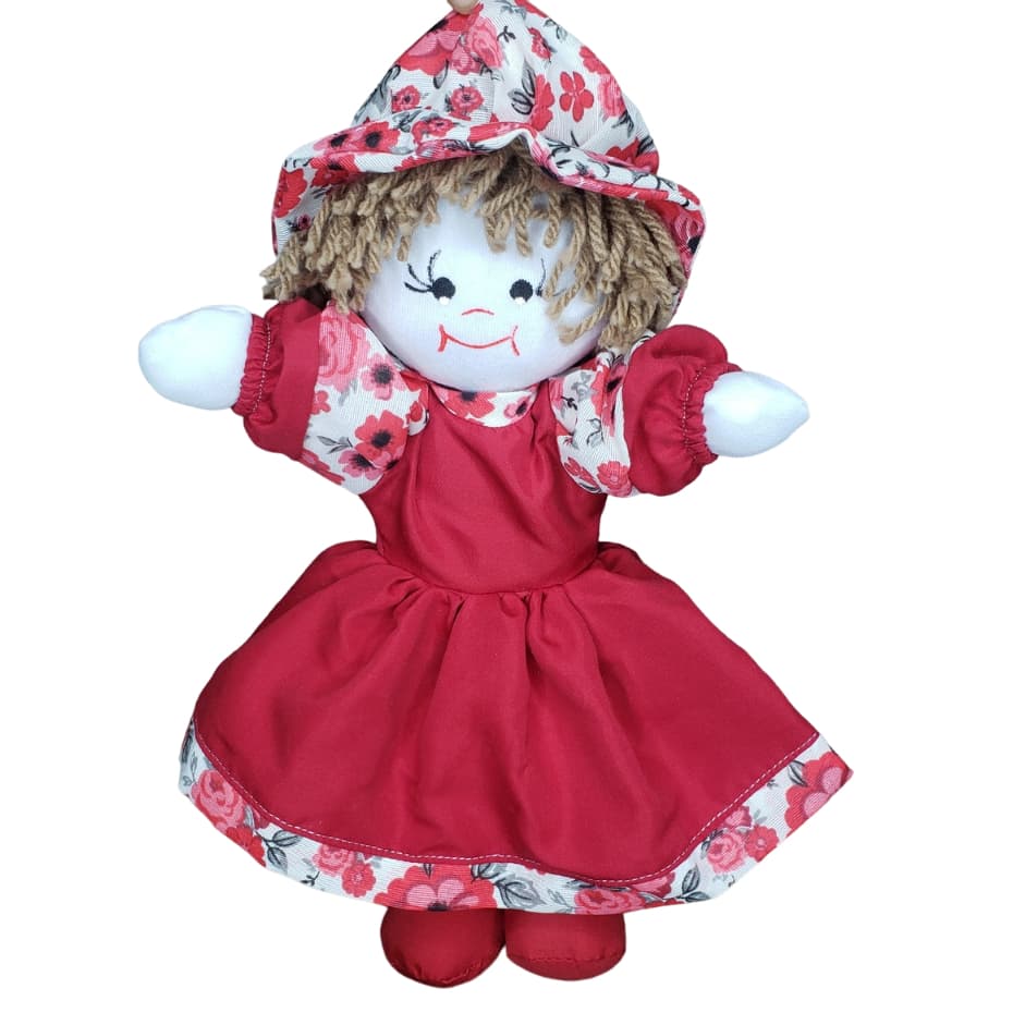 Boneca de Pano 30cm com Vestido 100% Artesanal