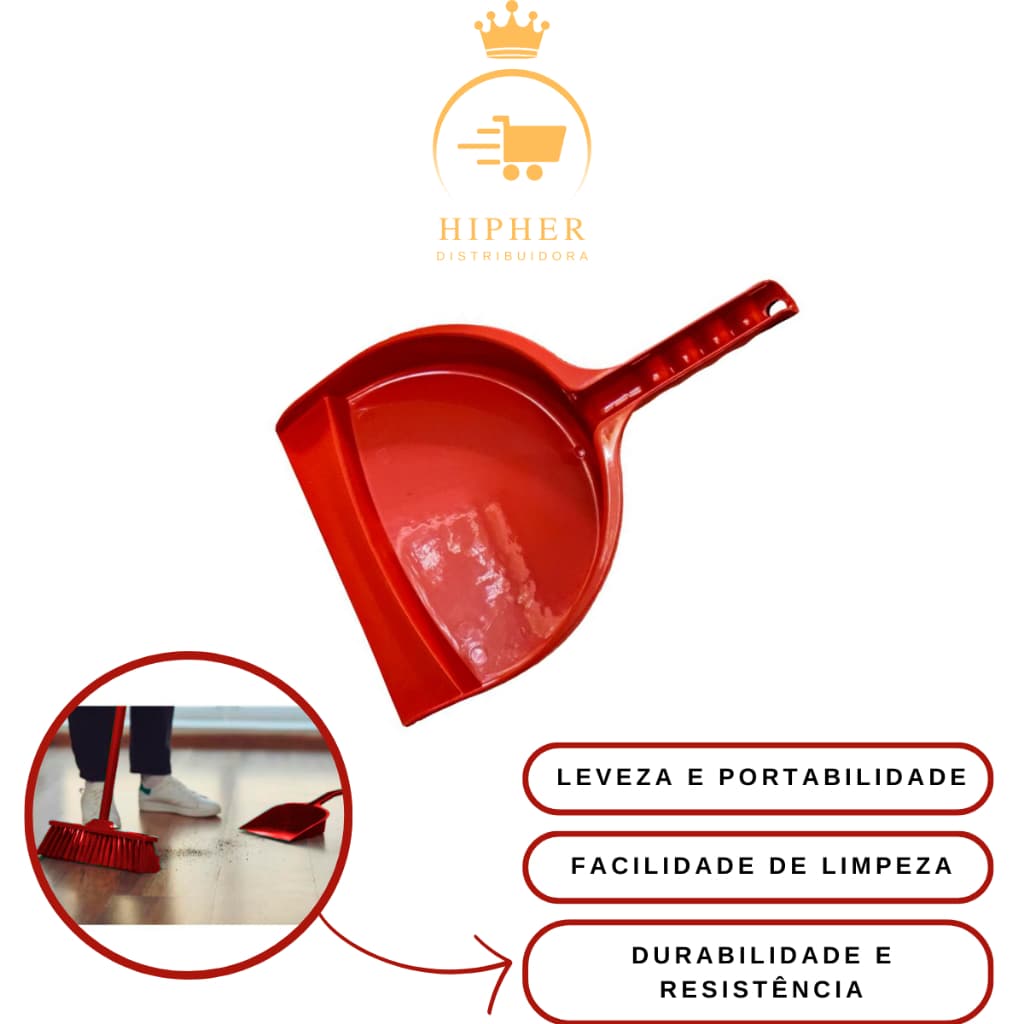 Pá de Lixo Plástica de Mão | Leve, Resistente e Compacta | Ideal para Limpeza Doméstica e Externa