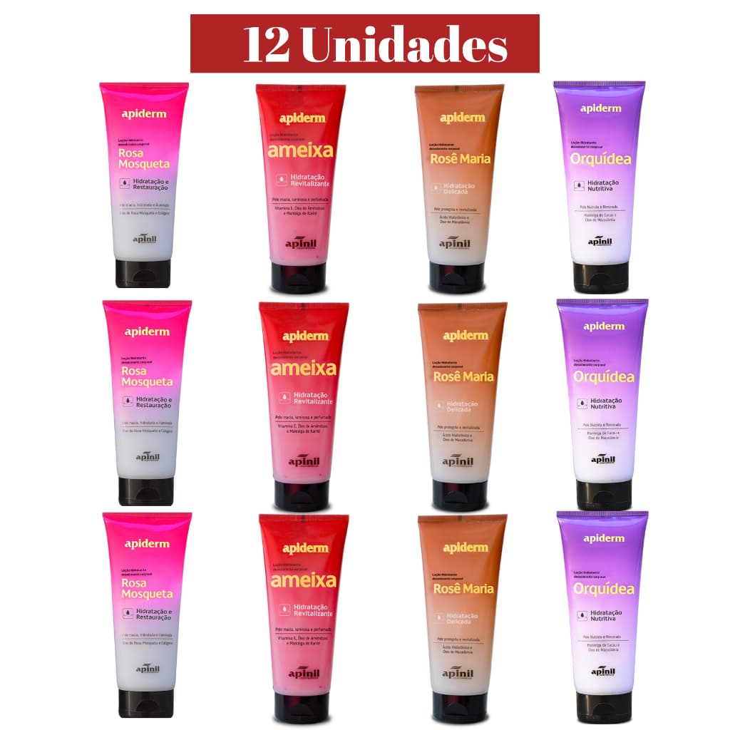 LOÇÃO HIDRATANTE CORPORAL APIDERM APINIL KIT 12