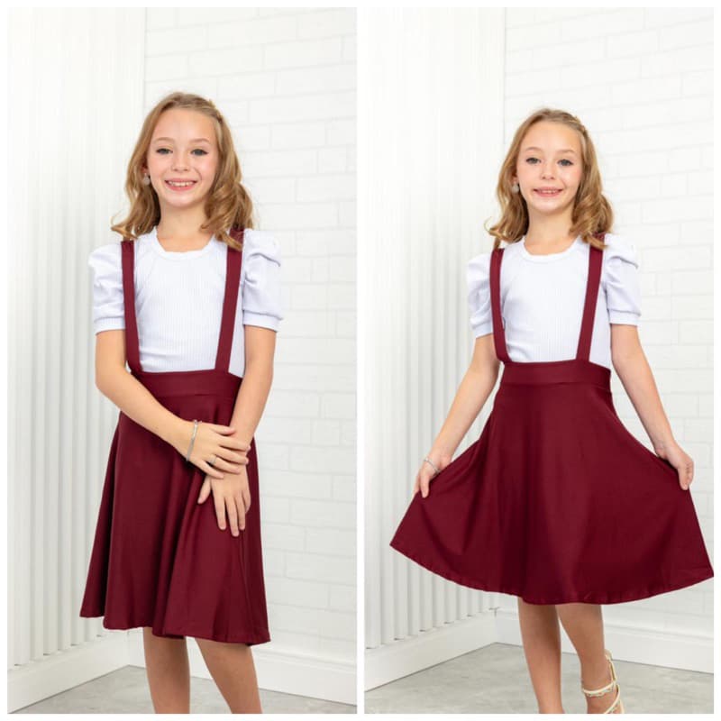 Salopete Infantil/juvenil  Com Suspensório Godê Rodado Moda Evangélica Feminina
