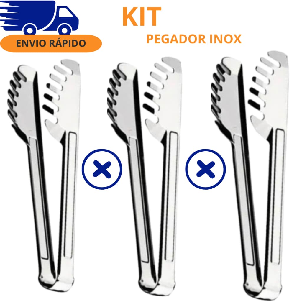 KIT 3 PEGADOR DE MASSA AÇO INOX PEGADOR PINÇA CHURRASCO PETISCOS SALADA CARNE MASSAS COZINHA