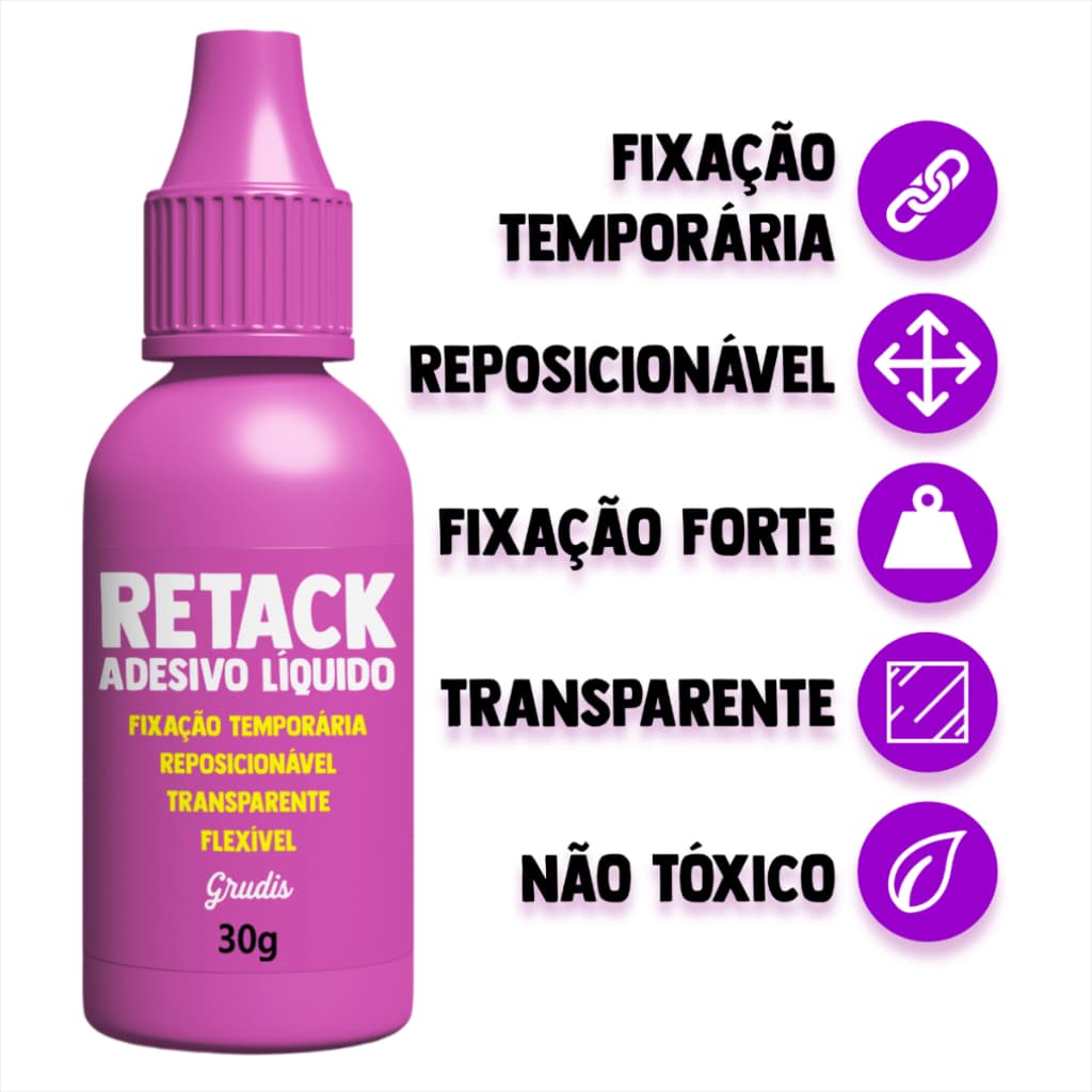 Retack Adesivo Líquido Com Gotejador Para Base De Corte