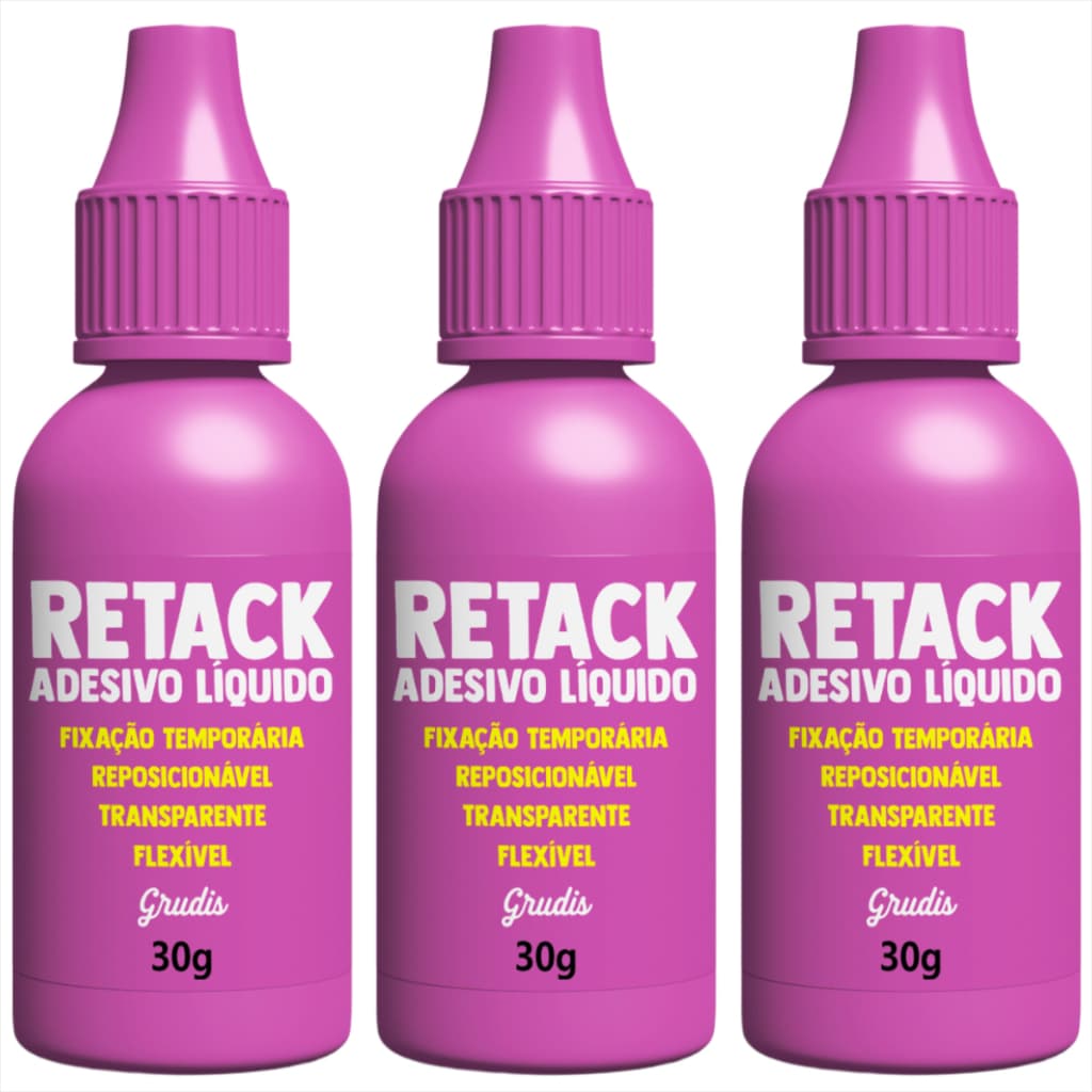 Refil De Cola Base De Corte Retack Grudis - Kit Com 3 Peças