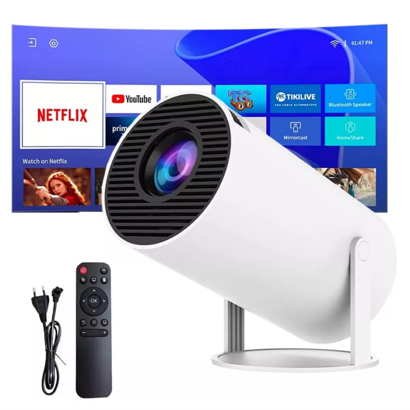 Projetor Led Portátil Smart Wifi Bluetooth USB HDMI Android Hy300 4K HD Cinema