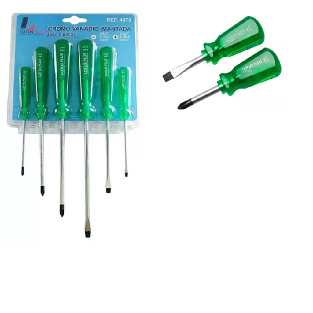 Kit Chaves De Fenda e Philips Lotus Pro 6 pçs + Chaves Toco Cotoco 2pçs - Total 8 Pçs
