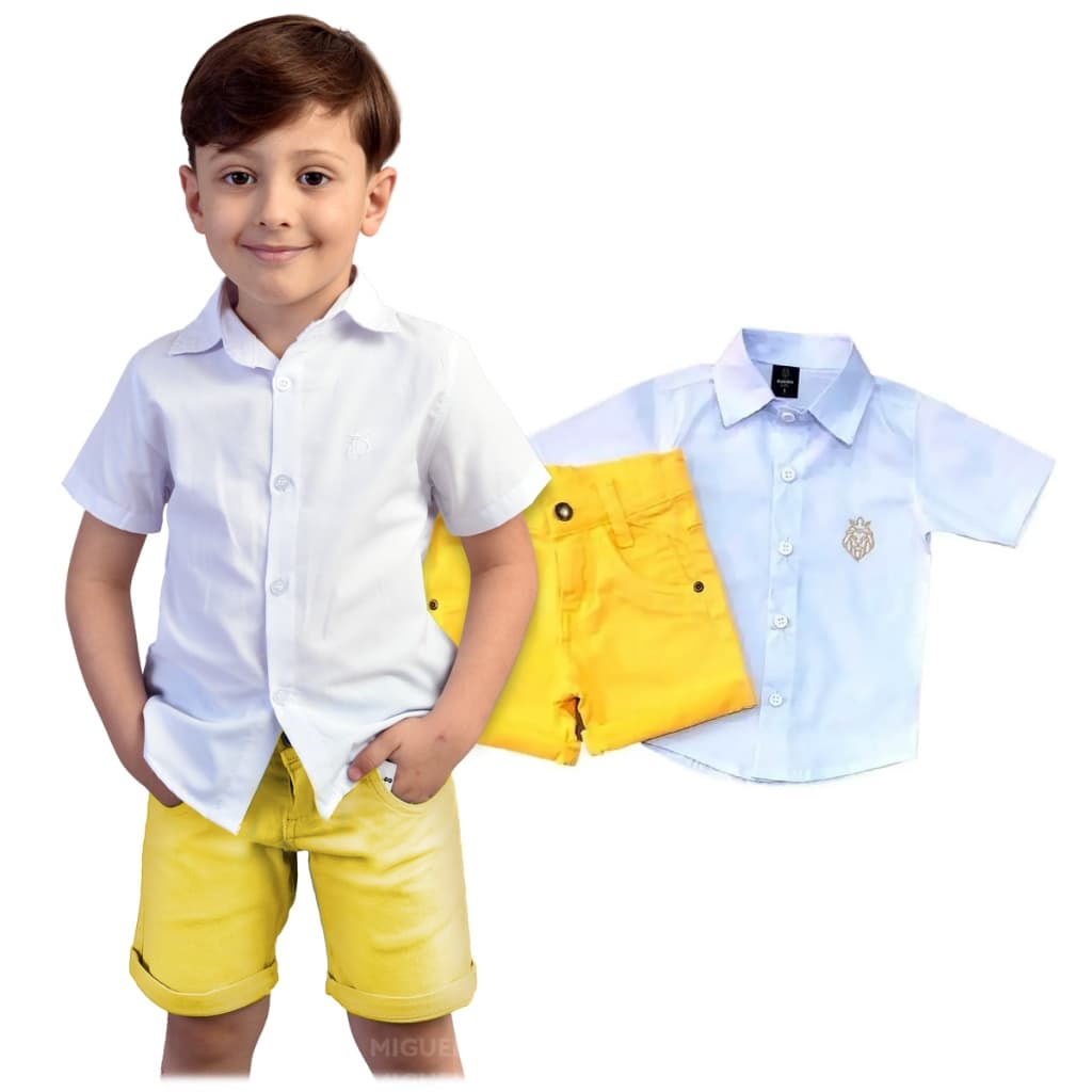 Conjunto Infantil Kit Verão Duas Peças Camisa Bermuda Diversas Cores