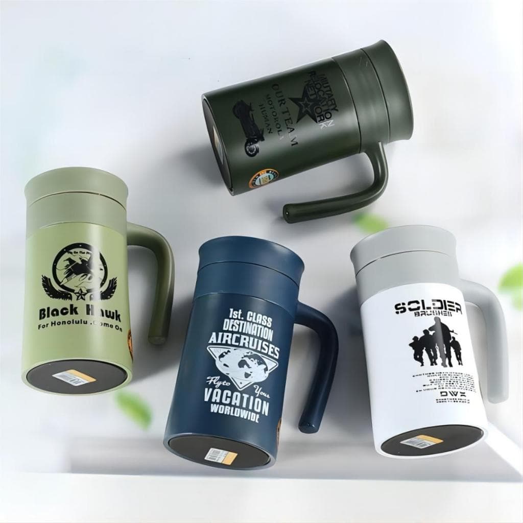 520ml de alta qualidade com alça caneca de café criativo design camo garrafa térmica copo copo garrafa de vácuo isolado garrafa de água