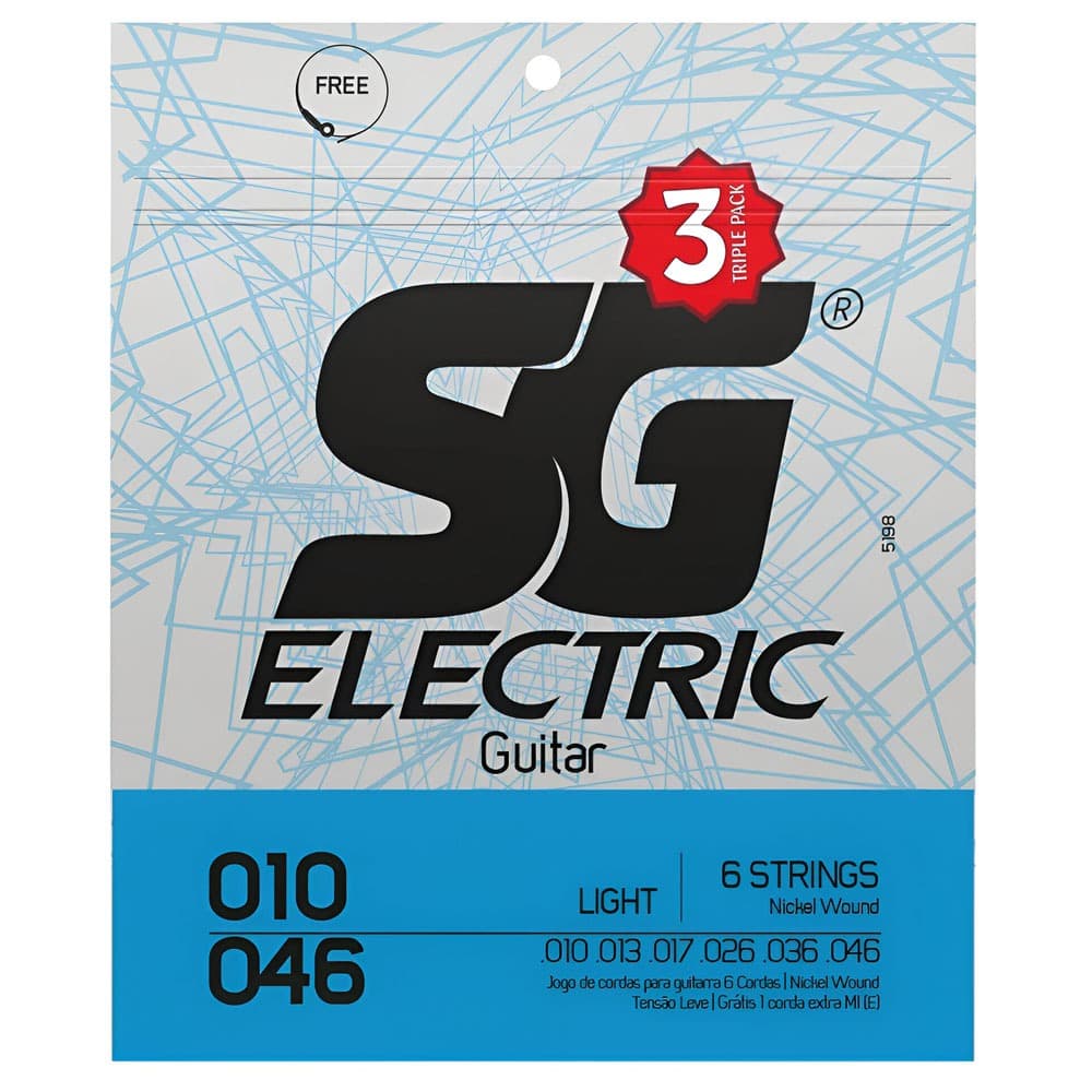 Kit Com 3 Encordoamento Cordas Para Guitarra Sg 010 Oferta