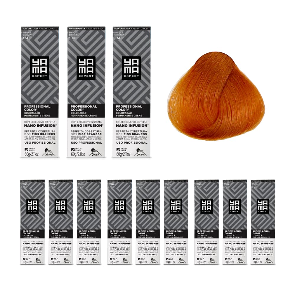 Kit C/12 Colorações Prof Color Nano 8.4 Louro Claro Acobreado Yamá