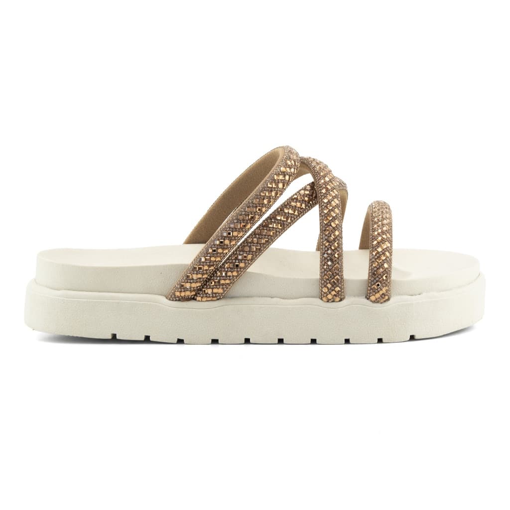 Sandália Feminina Papete Flat Birken Leve Brilho Macia Confortavel Slide Brilhante Estilosa
