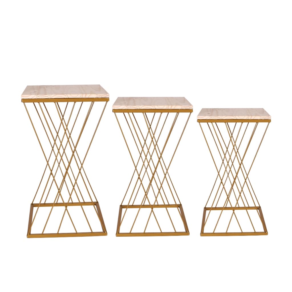 Trio De Mesa Dourado Teia Desmontável Festas Decoração