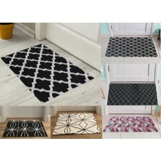 Kit  5 Tapete Geométrico De Porta Capacho 65 cm x 37 cm Jacquard Antiderrapante - Amaro Enxovais
