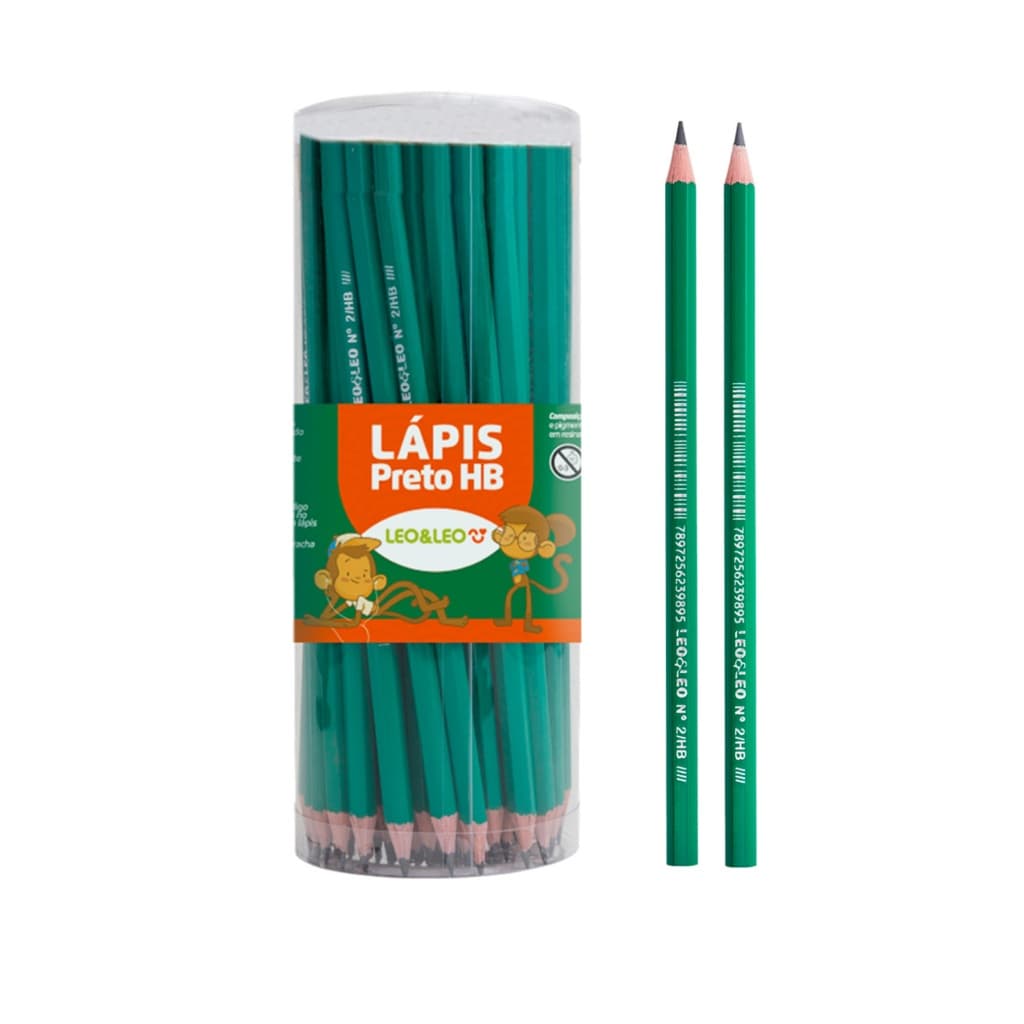 Lápis Grafite HB Verde Sem Borracha Sextavado Pote com 72 Unidades