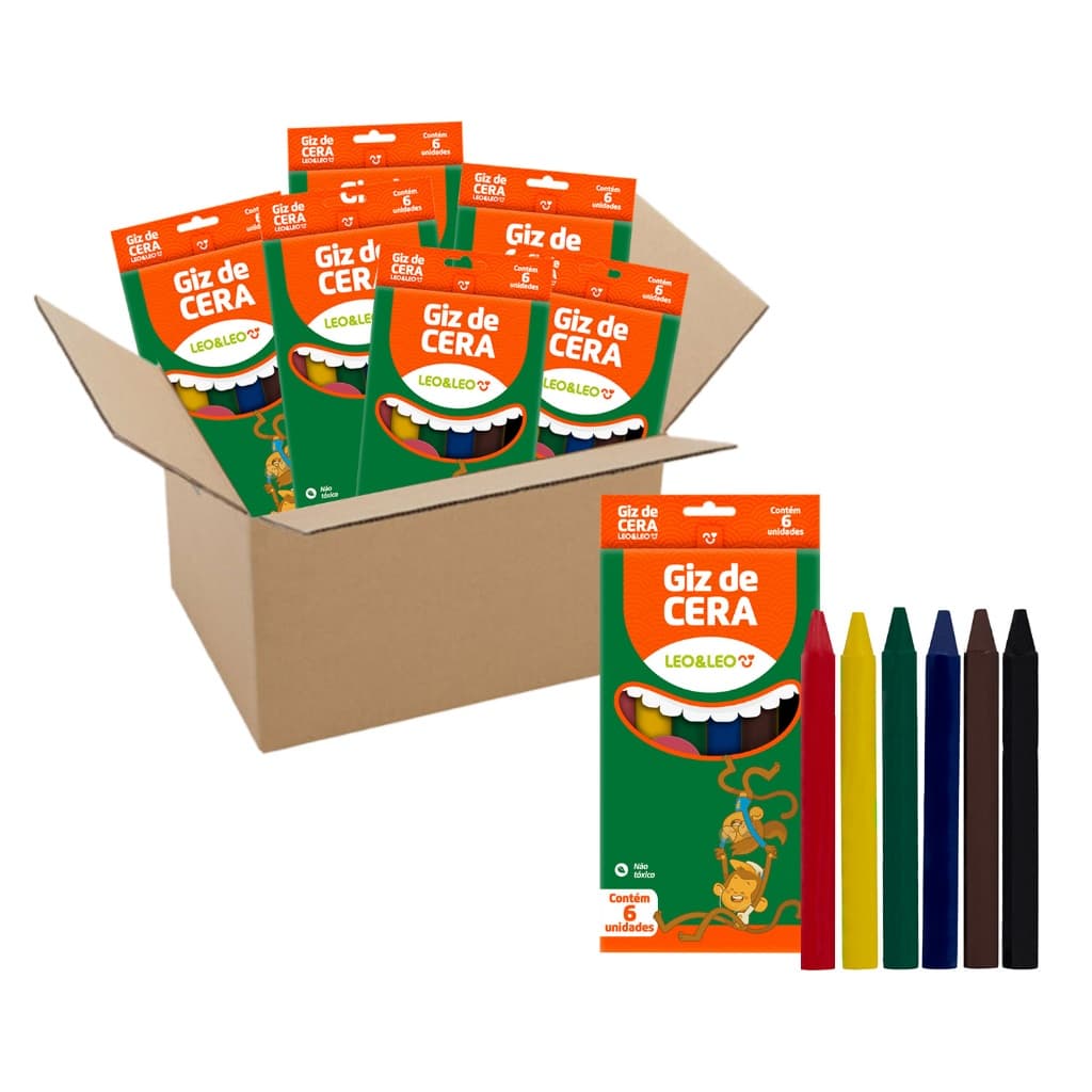 30 Mini Giz de Cera Fino 6 Cores Pequeno Cores Vivas Leo&Leo Lembrancinha