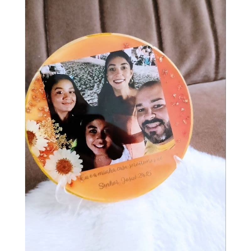 Eternizações Porta Retratos de resina redondo (13cm e 18cm) | quadrado (15*15cm)