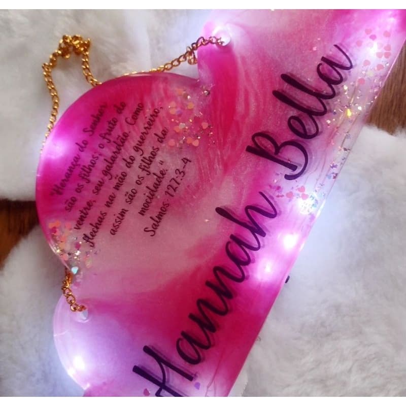 Placa de porta Nuvem (Maternidade personalizada com led e Eternização de coto umbilical)