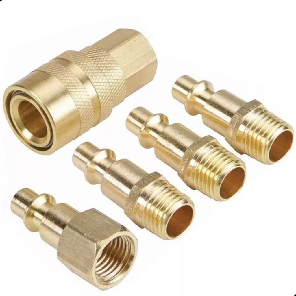Jogo Engate Rápido Conectores 5 Peças 1/4" Rosca Pneumático Compressor