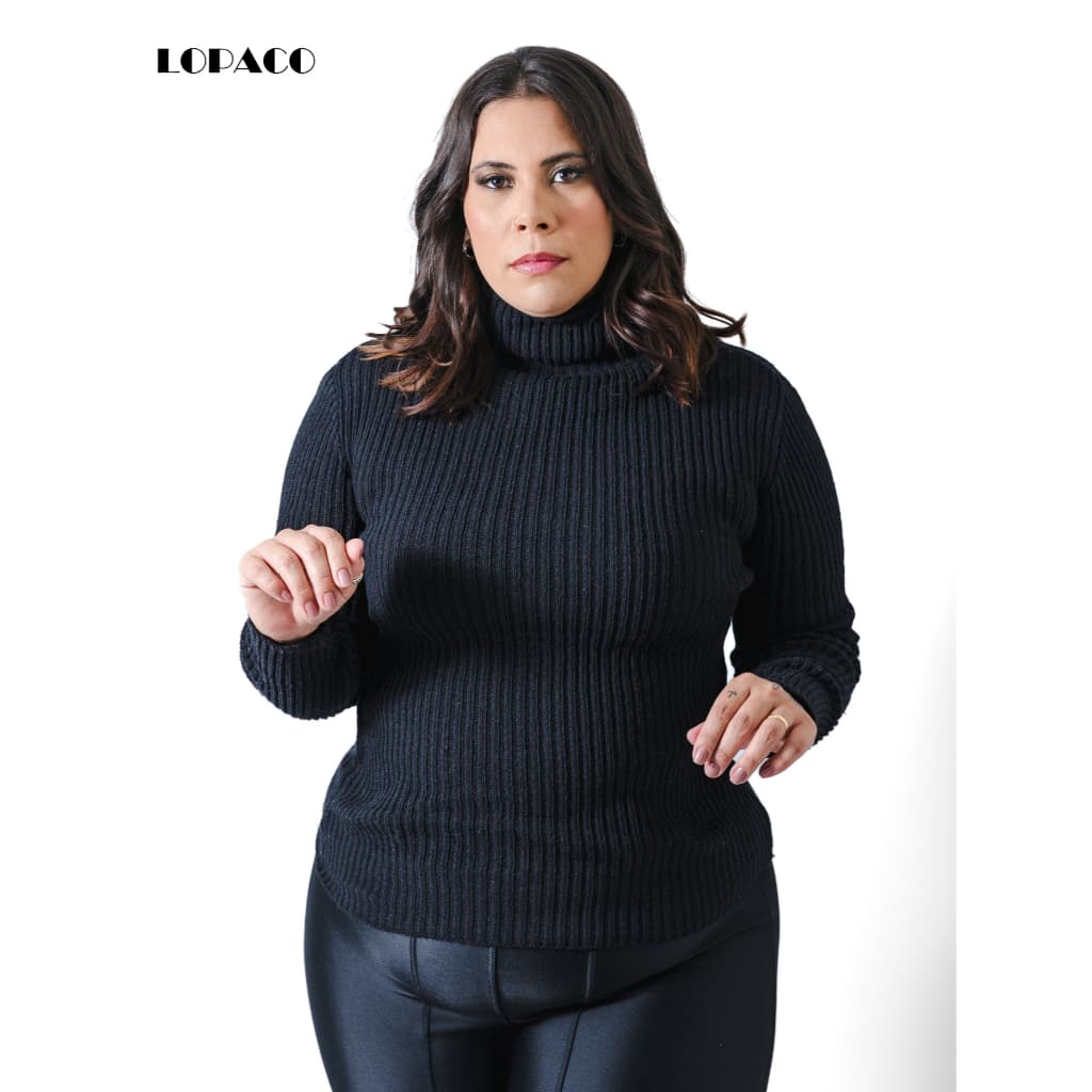 Blusa Cacharrel PLUS SIZE feminina de lã com manga comprida