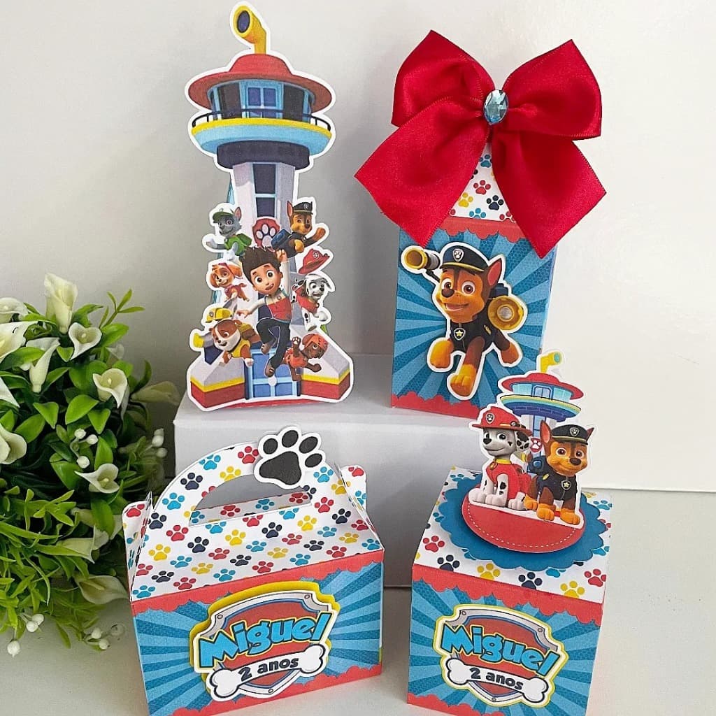 Lembrancinhas Personalizada Patrulha canina/Caixa Piramide/ Milk / Festa Infantil