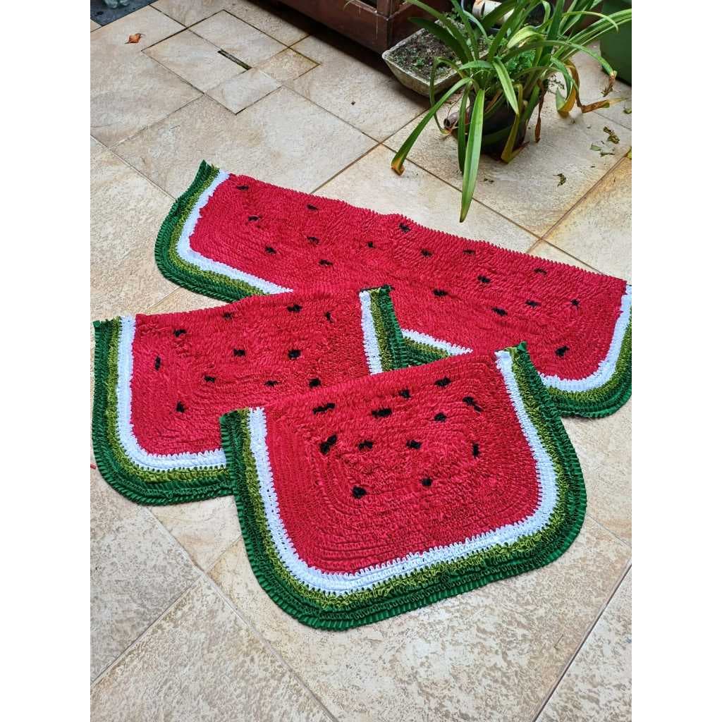 Conjunto de tapetes de cozinha Melancia - frufru artesanato decoração