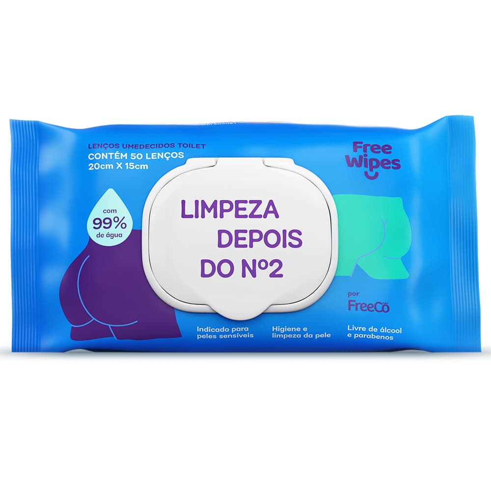 Lenço Umedecido Free Wipes Higiene nº 2 – Limpeza Profunda e Suave (50 un.)