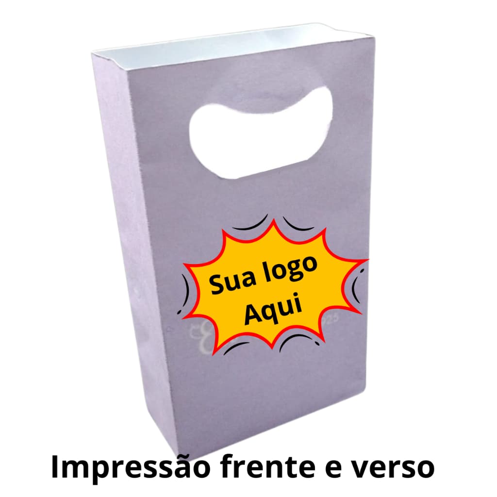 Sacola personalizada para loja ou festa, sacola boca de palhaço papel grosso 16,5x9,5x4 cm