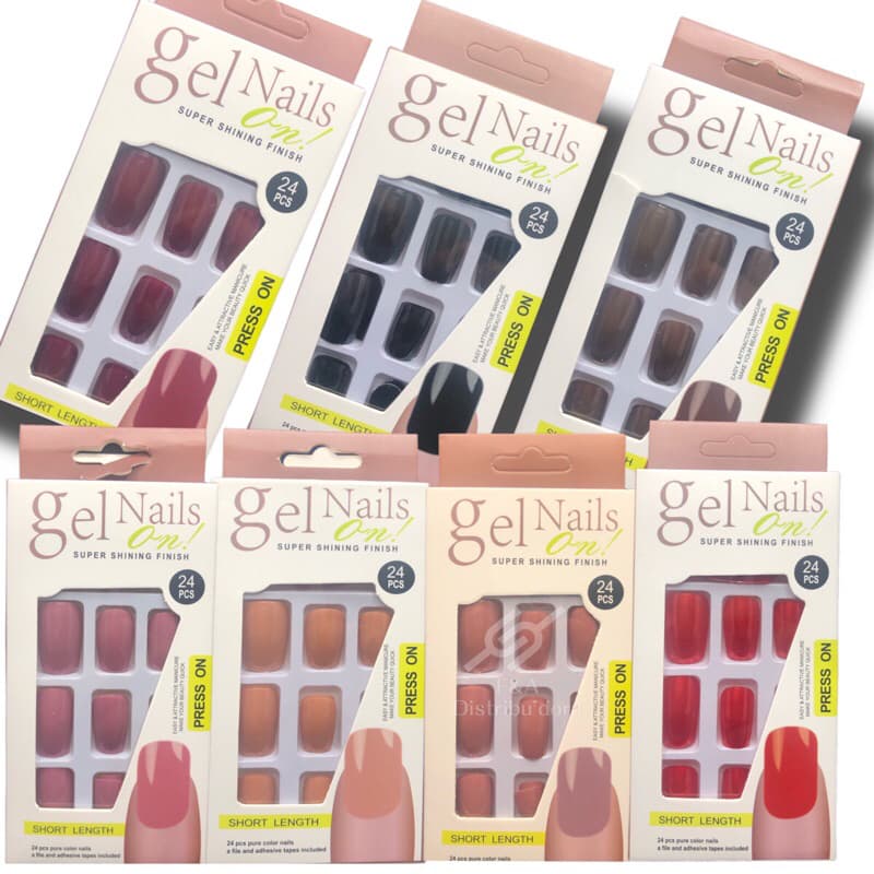 unha postiça autocolante coloridas gel nails on caixa com 24 unidades