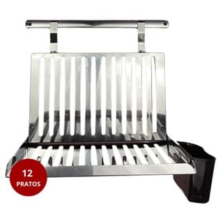 Escorredor Louca Aço Inox Parede Secador Dobrável 12 Pratos Mak Inox Original