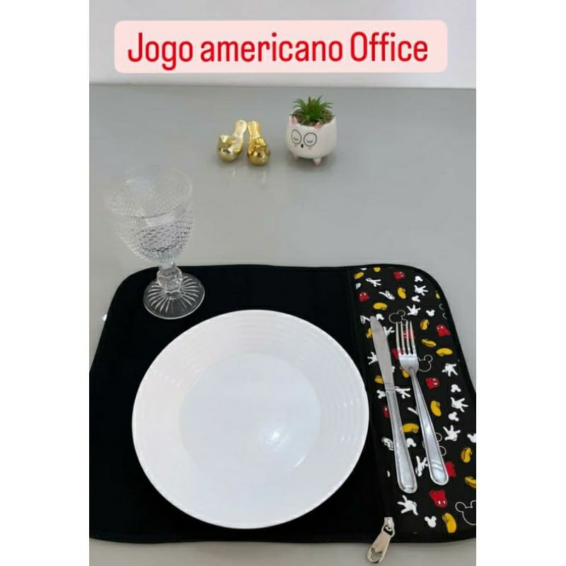 Jogo Americano com porta talheres # Jogo americano # Mesa posta # Mickey# Office