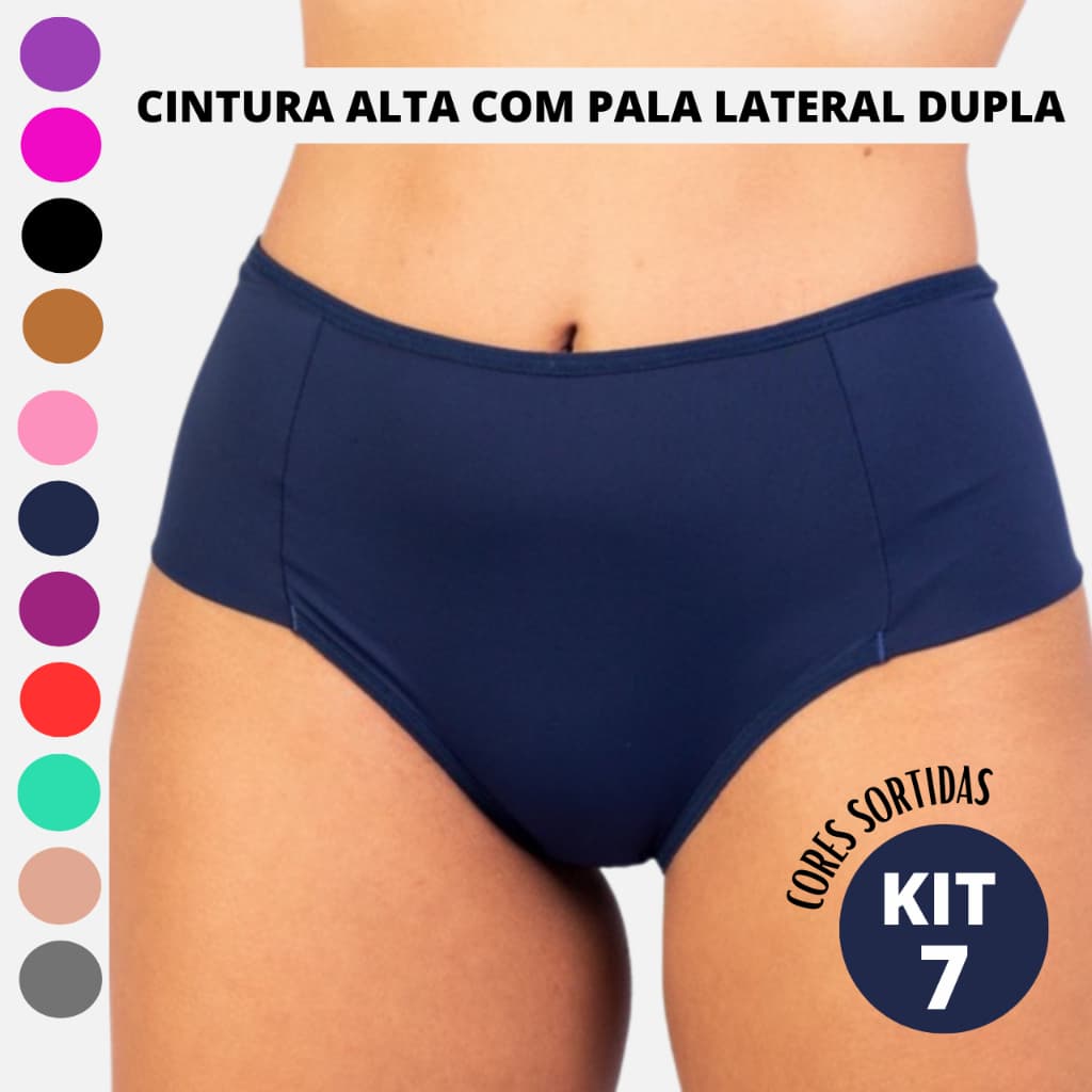 Kit 7 Calcinha Tanga Ruth Feminina Lateral Dupla Conforto Qualidade Cintura Alta M G GG Verão 2026